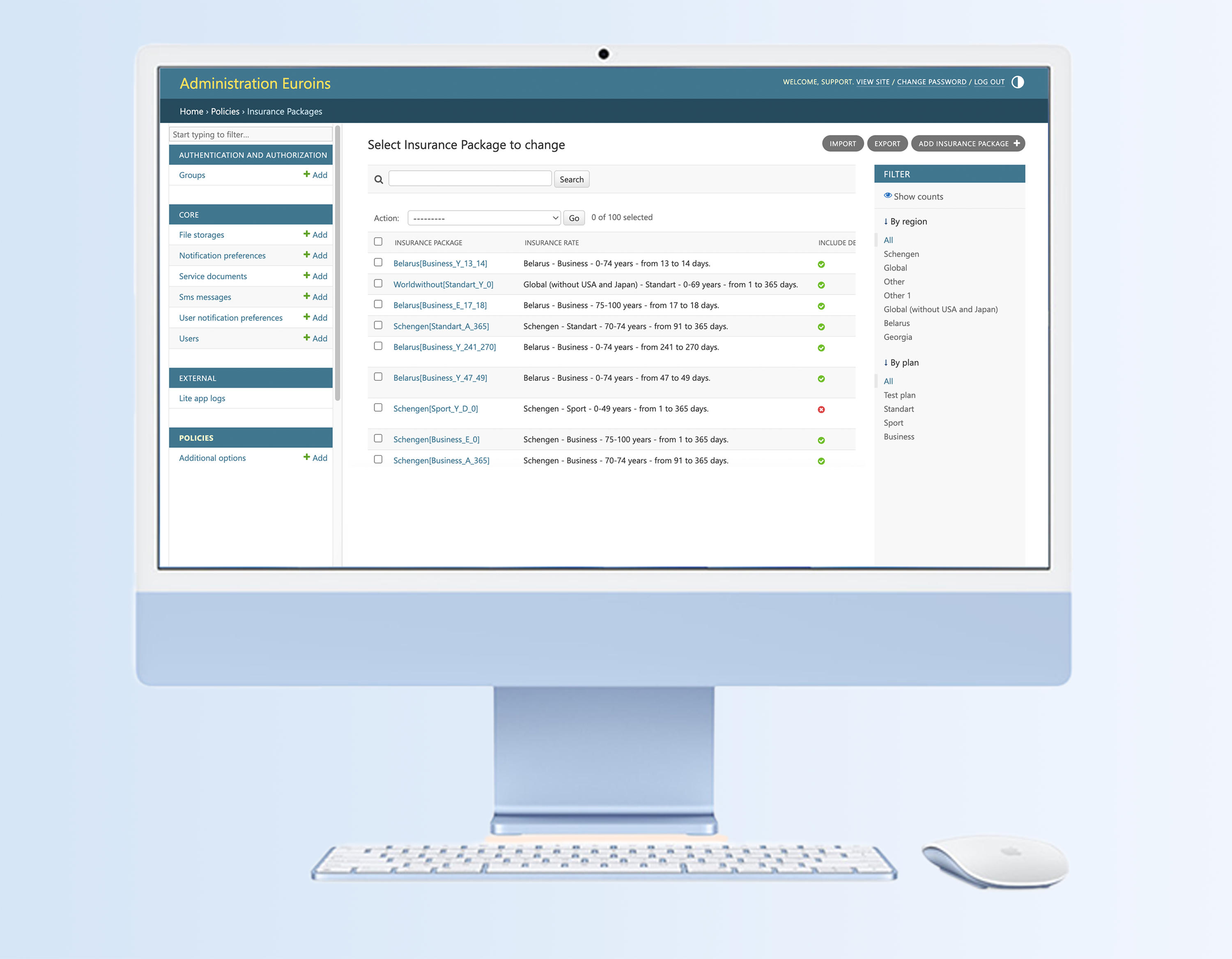 Euroins Admin Panel
